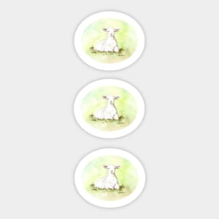 Lamb in the grass, oval shape Sticker